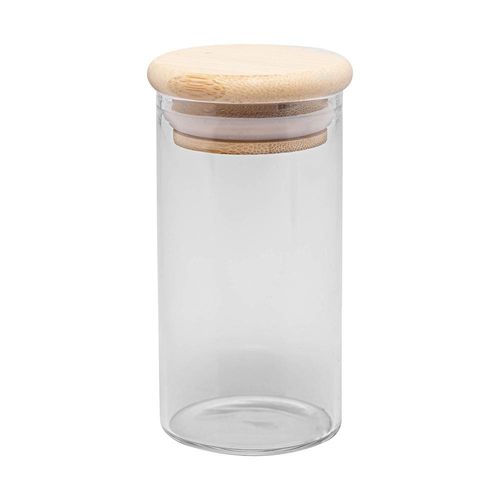 Porta Mantimento Wolff 120ml Vidro Borossilicato com Tampa Bambu Elegante