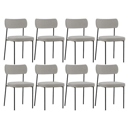 Kit 08 Cadeiras Decorativa Estofada Para Sala de Jantar Melina F01 Linho Cinza - Lyam Decor