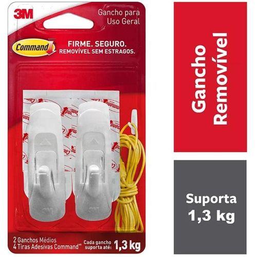 Gancho Adesivo Command Medio ATE 1,3KG 2 Unidades 3M