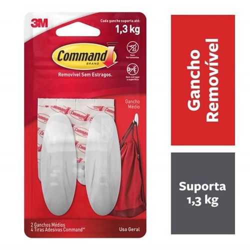 Gancho Adesivo Command Medio ATE 1,3KG com 2 Unidades 3M
