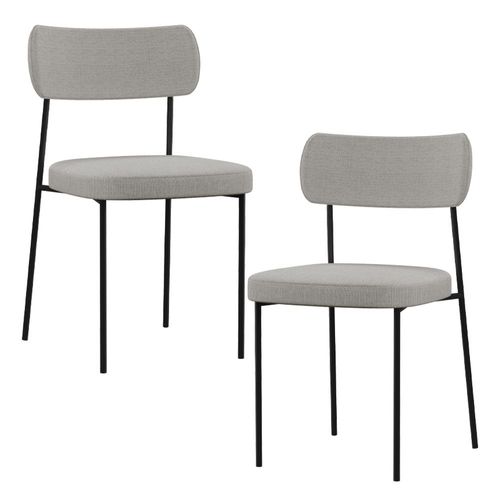 Kit 02 Cadeiras Decorativa Estofada Para Sala de Jantar Melina F01 Linho Cinza - Lyam Decor