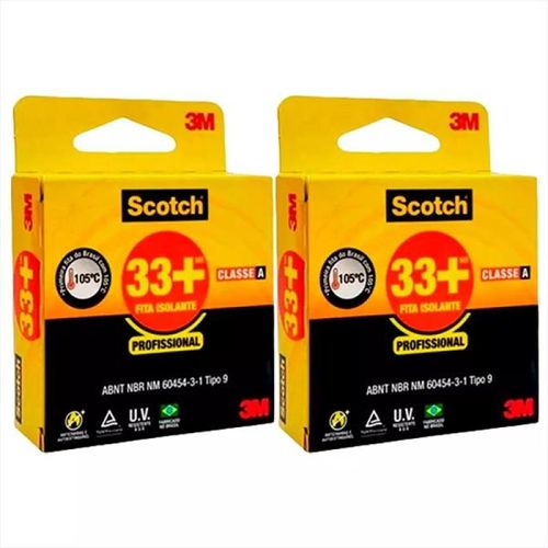 Kit com 2 Fita Isolante 3M SCOTCH 33+ 19MM X 5M
