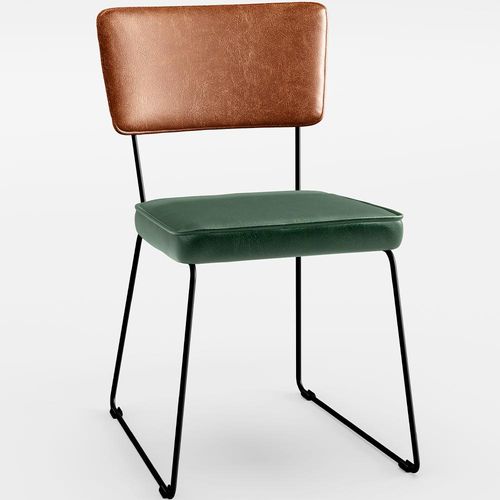 Cadeira Decorativa Estofada Sala Jantar Allana L02 Couríssimo Camel Facto Verde Musgo - Lyam Decor