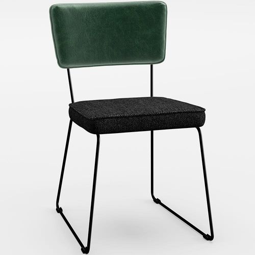 Cadeira Decorativa Estofada Sala Jantar Allana L02 Facto Verde Musgo Linho Chumbo - Lyam Decor