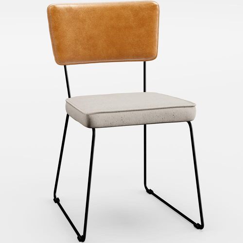 Cadeira Decorativa Estofada Sala De Jantar Allana L02 Couríssimo Whisky Linho Cru - Lyam Decor