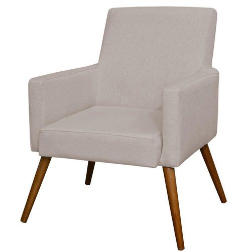 Poltrona Decorativa Para Sala de Estar e Recepção Maria W01 Linho Bege - Lyam Decor
