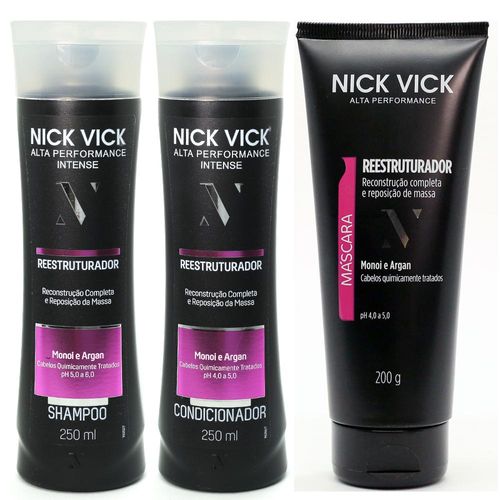 Nick Vick Alta Perf Reestruturador Shampoo Cond. e Mascara