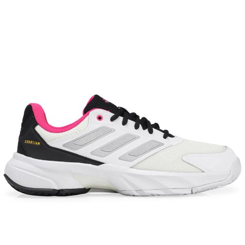 Tênis Adidas Courtjam Control 3 - All Court - Branco Preto e Rosa
