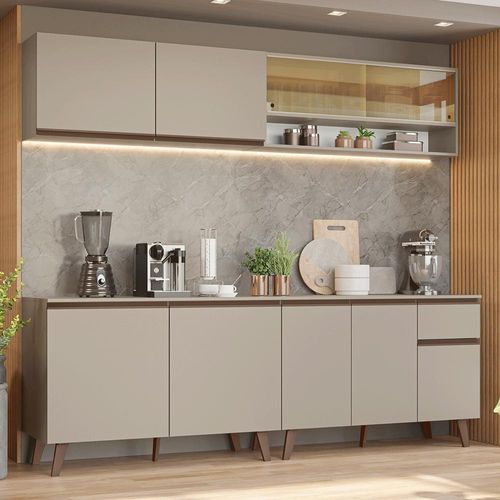 Armário de Cozinha Completa 240 cm Crema Nice Madesa 03