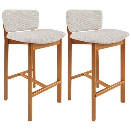 Kit 02 Banquetas Alta Para Cozinha Sala de Jantar Bar Dara L02 Bouclê Cru - Lyam Decor