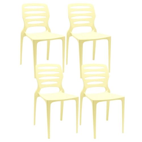 Kit 04 Cadeiras Para Cozinha Área Gourmet Jardim Empilhável Larsen P03 Amarelo - Lyam Decor