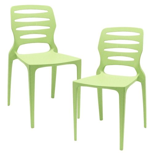 Kit 02 Cadeiras Para Cozinha Área Gourmet Jardim Empilhável Larsen P03 Verde Claro - Lyam Decor
