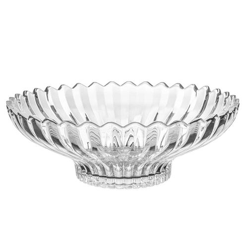 Centro de Mesa de Cristal Wolff Geneva Redondo 32,5x32,5x12cm Lapidado Design Sofisticado