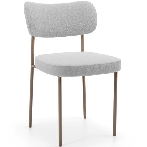 Cadeira Decorativa Sala De Jantar Melina Base Arena L02 Bouclê Cinza - Lyam Decor