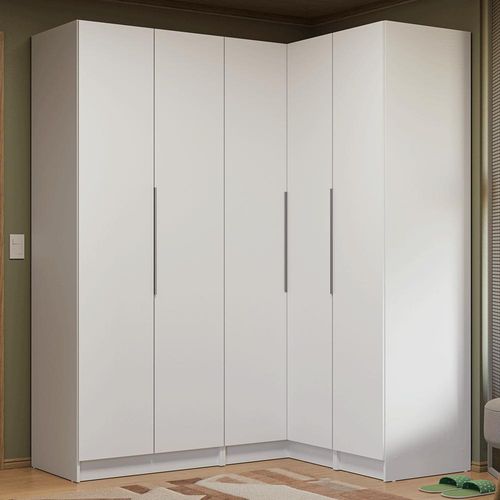 Guarda-Roupa Modulado de Canto 310 cm 5 Portas 2 Gavetas Branco Neo Madesa 02