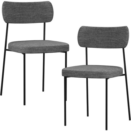 Kit 02 Cadeiras Estofadas Para Sala De Jantar Melina L02 Linho Cinza Escuro - Lyam Decor