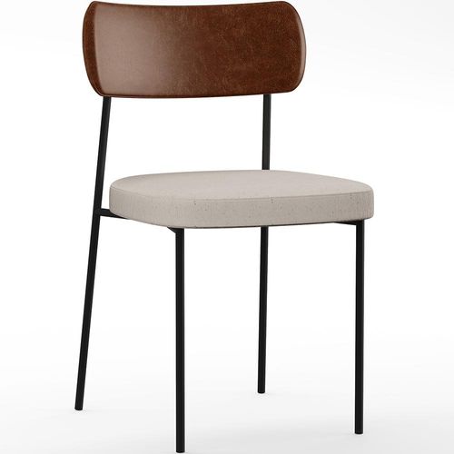 Cadeira Decorativa Para Sala De Jantar Melina L02 Couríssimo Marrom Linho Cru - Lyam Decor