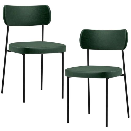 Kit 02 Cadeiras Decorativas Estofada Para Sala Jantar Melina F01 Couríssimo Verde Musgo - Lyam Decor