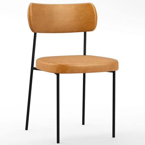 Cadeira Decorativa Estofada Para Sala de Jantar Melina F01 Couríssimo Whisky - Lyam Decor