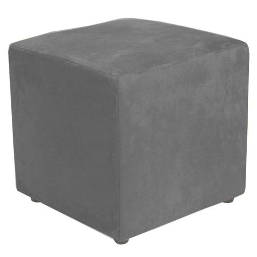 Puff Quadrado Decorativo L02 Suede Cinza - Lyam Decor