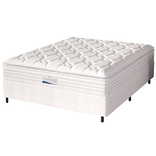 Cama Box Casal Queen Colchão Molas Ensacadas Granville Com Pillow Probel 158x198x66cm Branco
