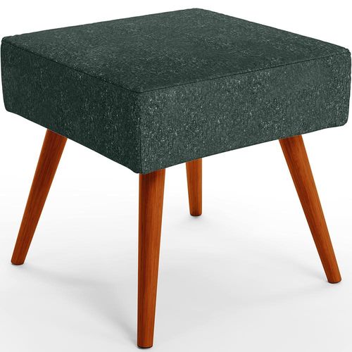 Puff Banqueta Decorativa Com Pés Palito Lívia W01 Linho Verde Musgo - Lyam Decor