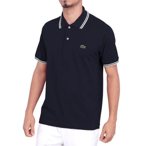 Camisa Polo Lacoste Clássico Fit Marinho e Branco