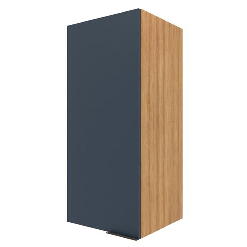 Armário Aéreo Bartira Cristal com 1 Porta, 2 Prateleiras e 40cm de largura - Lâmina Mel/Azul Royal