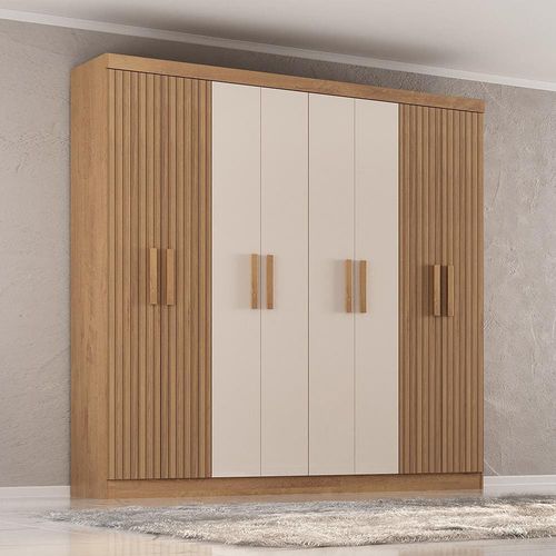 Guarda-Roupa Casal Atualle Petrópolis 8 Portas 2 Gavetas Canelato 3D Natura Off White