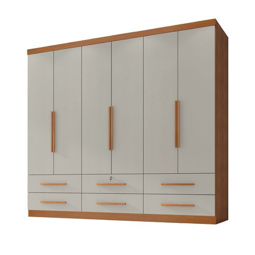 Guarda Roupas Casal 6 Portas 6 Gavetas Maximus Madeirado / Areia Zanzini
