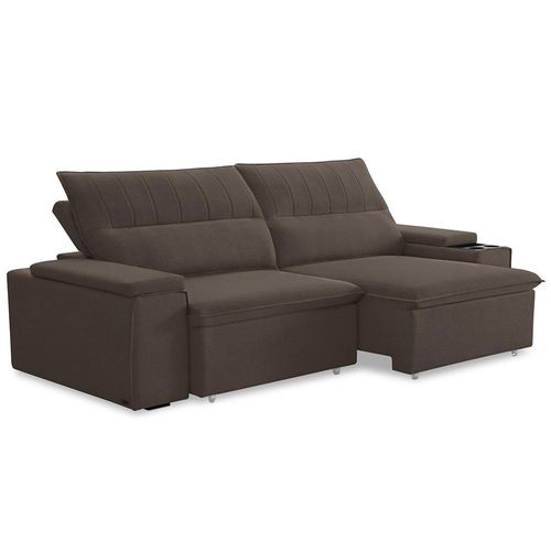 Sofá Retrátil Reclinável Para Sala 3 Lugares 205cm Ricci F04 Veludo Marrom - Lyam Decor