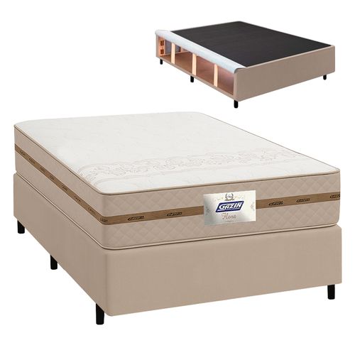 Cama Box Baú Casal Gazin Colchão com Molas 138x188x64cm Flora