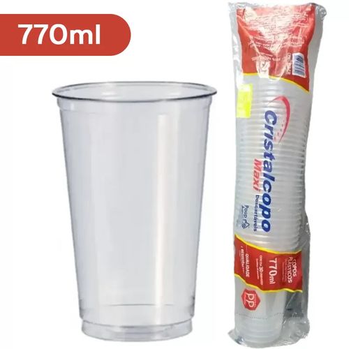 Copo Descartável 770ml Transparente Liso Pacote com 30 Unidades - Cristalcopo