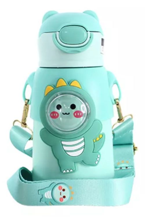 Garrafa Térmica Infantil Inox 500ml Alça e Canudo