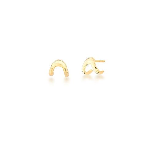 Brinco Curvo Liso Alice banhado em ouro 18k