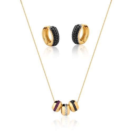 Conjunto Colar e Brinco Elegance zirconias