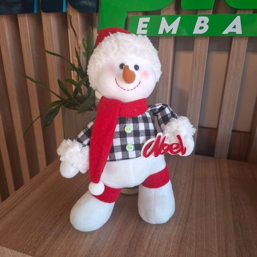 Boneco de Neve Pelúcia Com Placa Noel 32cm Cromus