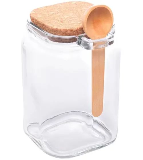 Pote de Vidro com Colher de Bambu e Tampa de Cortiça 830ml - Lyor