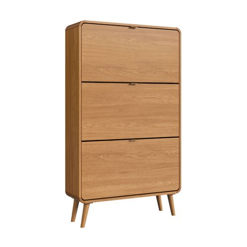 Sapateira 3 Portas Basculantes Curve Carvalho Xingu 130x76x24 cm Completa Móveis