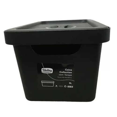 Caixa Organizadora Plástica com Tampa 10 Litros - Utility