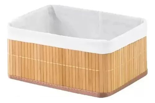 Cesto Caixa Organizadora de Bambu com Forro 29x19x10cm - Mimo Style