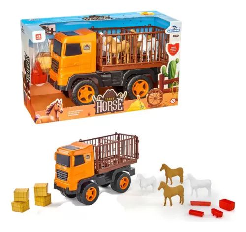 Caminhão Truck Horse Com 4 Cavalos e Acessórios
