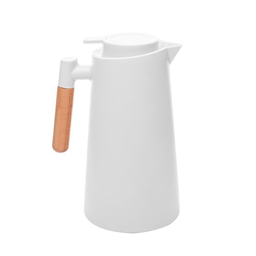 Garrafa Térmica Lyor Escandinávia 1L Branca Cabo de Madeira Design Moderno