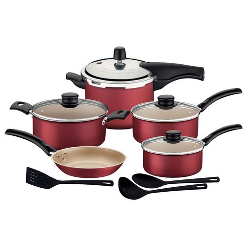 Jogo de Panelas Tramontina Turim Antiaderente Starflon Max Vermelho 8 Peças