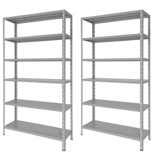 Conjunto 2 Prateleira Estante Armário Aço 6 Bandejas 60cm Cinza Romero
