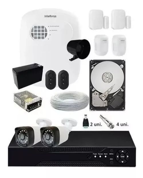 Kit Alarme Residencial Sem Fio + Kit 2 Câmeras Hd 720p Infra