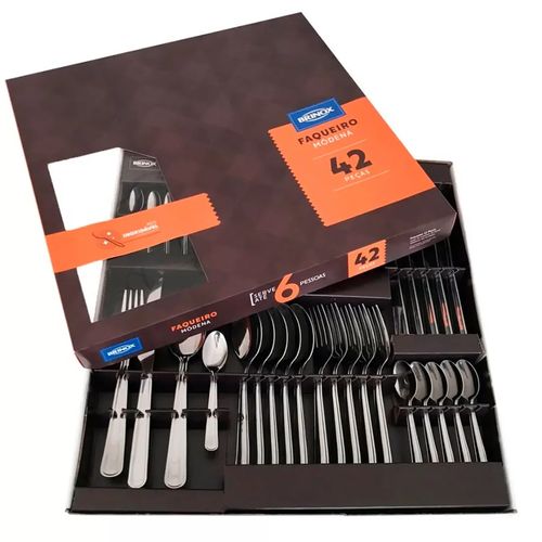 Faqueiro Jogo de Talheres Modena Aço Inox 42 Peças Brinox
