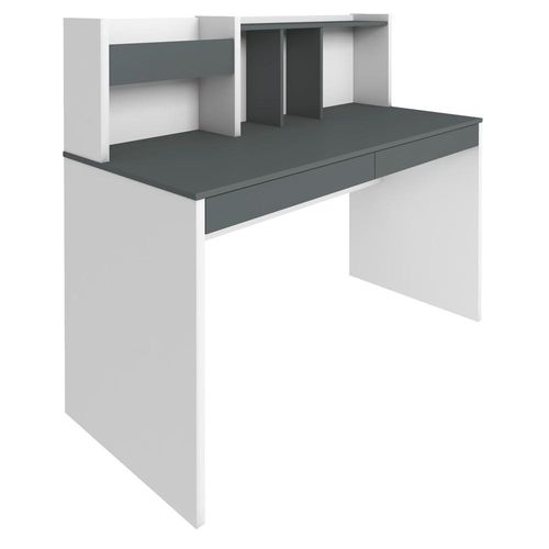 Mesa Para Escritório Escrivaninha Home Office Cefas A02 Grafito Branco - Lyam Decor