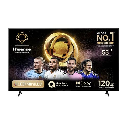 Smart TV 55" UHD 4K Mini LED Hisense 55U6N Google TV, Processador com AI, HDR10+, Dolby Atmos, Sports Mode, Game Mode Plus e Compatível com Alexa