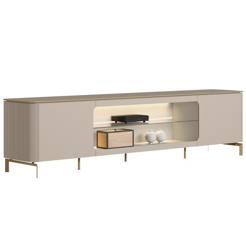 Rack Para Sala de Estar TV 85 Pol Com LED Elysia L05 Off White Fosco - Lyam Decor